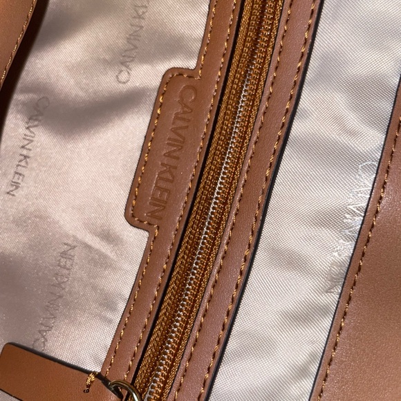 NWOT Calvin Klein Triple Compartment Reyna Tote in Caramel Color - Picture 9 of 16